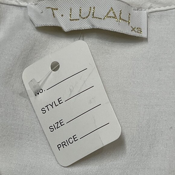 T Lulah Top Womens XS White Button Down Blouse Ruffle Embroidered Sleeve Boho - Picture 6 of 7
